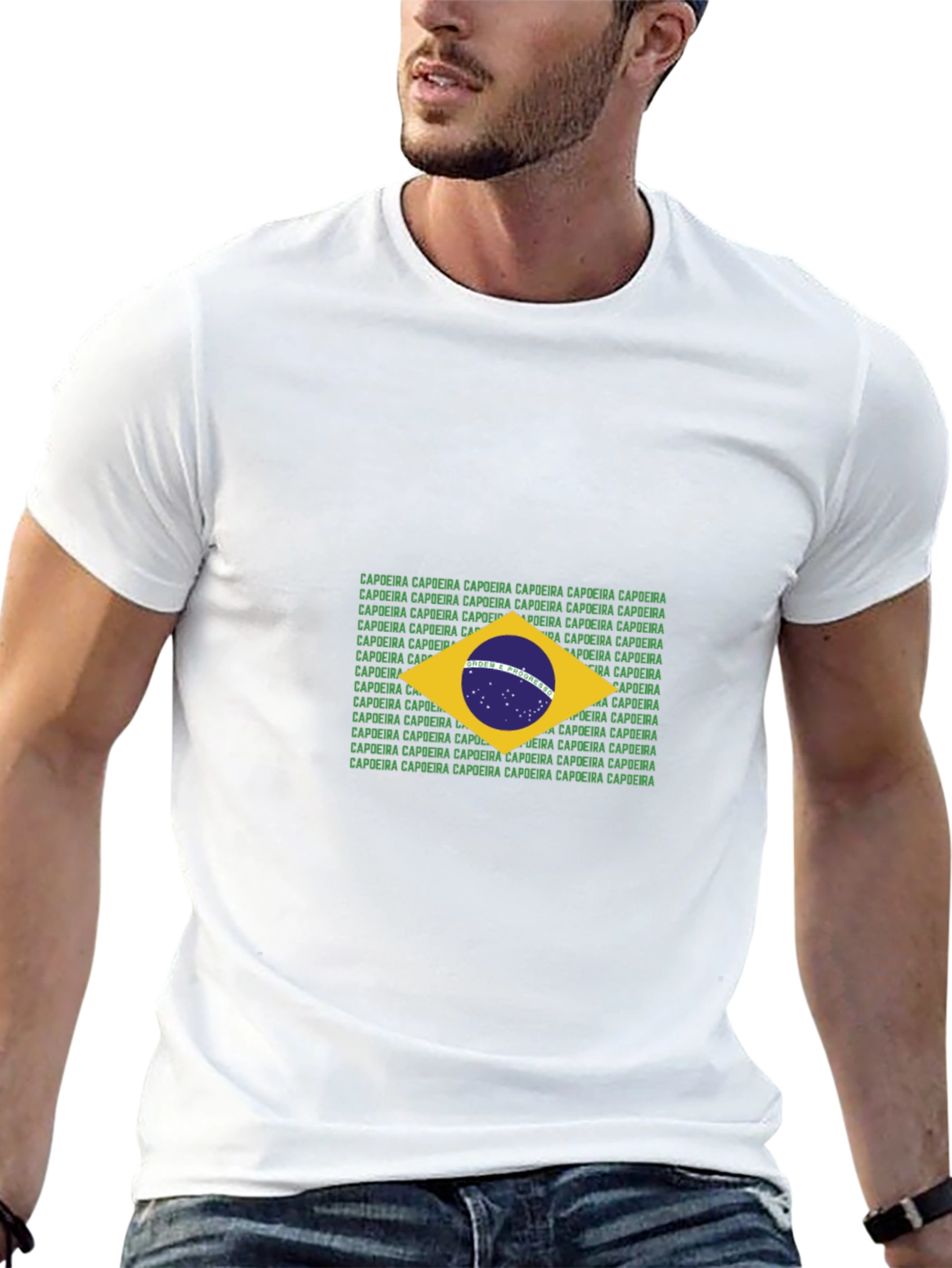 Brazil Flag Capoeira Text T-Shirt