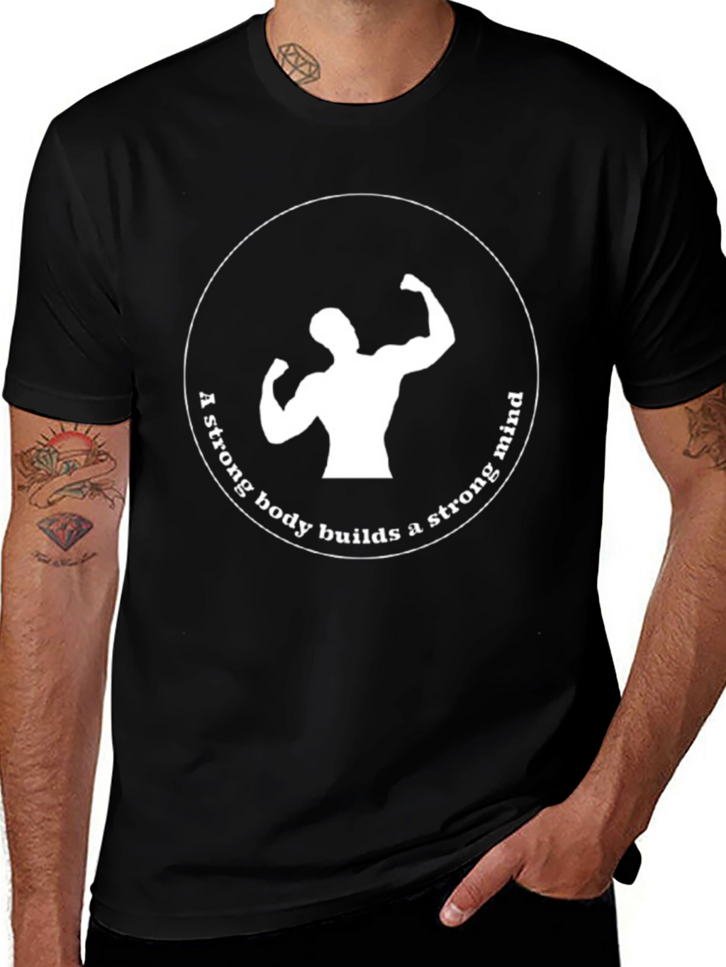 Motivational Strong Body Strong Mind Graphic Tee