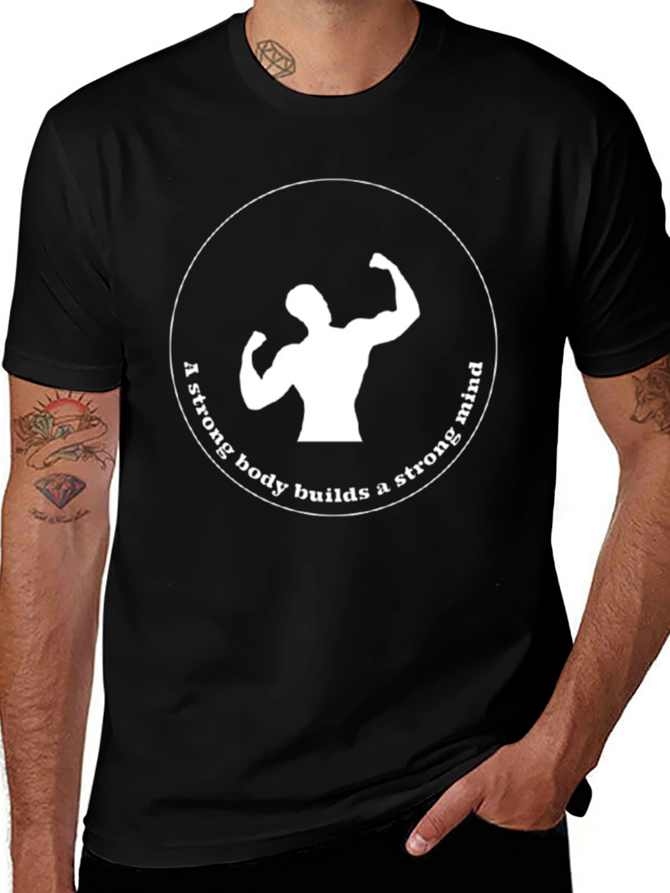 Motivational Strong Body Strong Mind Graphic Tee