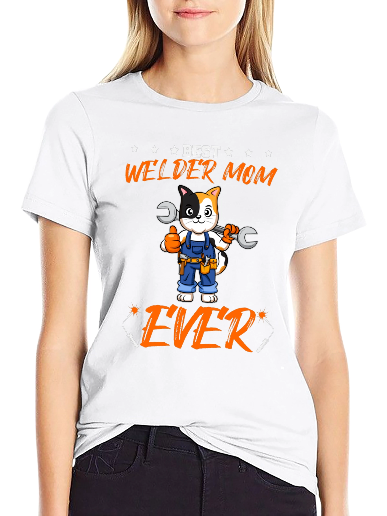 Best Welder Mom Ever T-Shirt - Cat with Wrenches