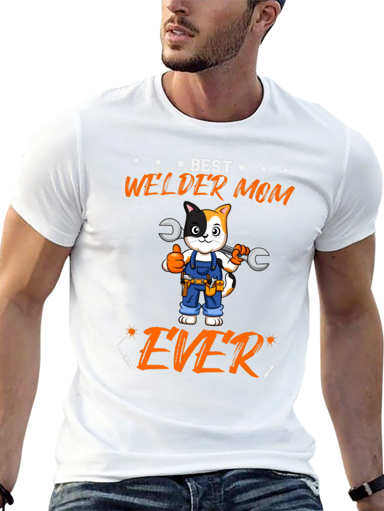 Best Welder Mom Ever T-Shirt - Cat with Wrenches