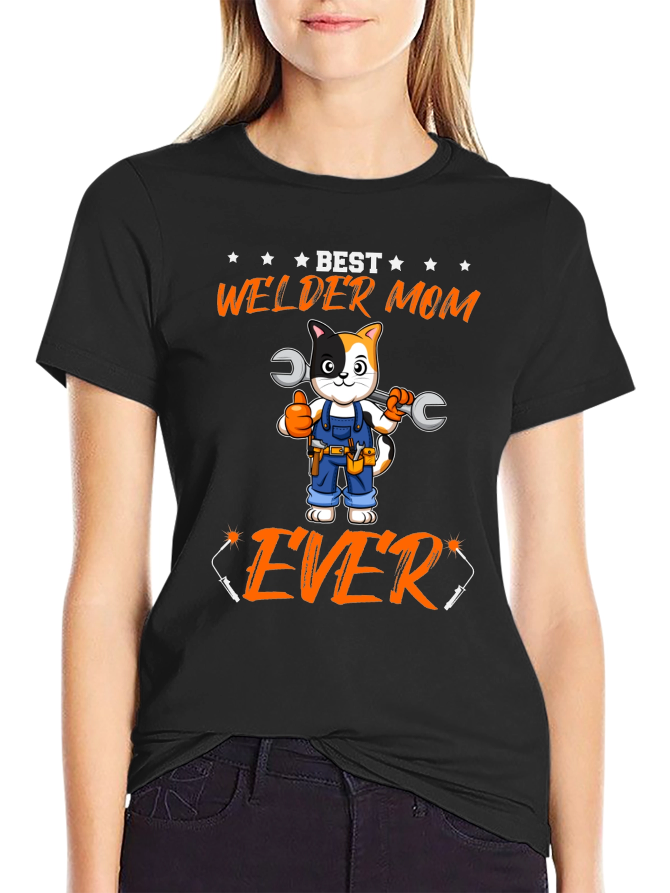 Best Welder Mom Ever T-Shirt - Cat with Wrenches