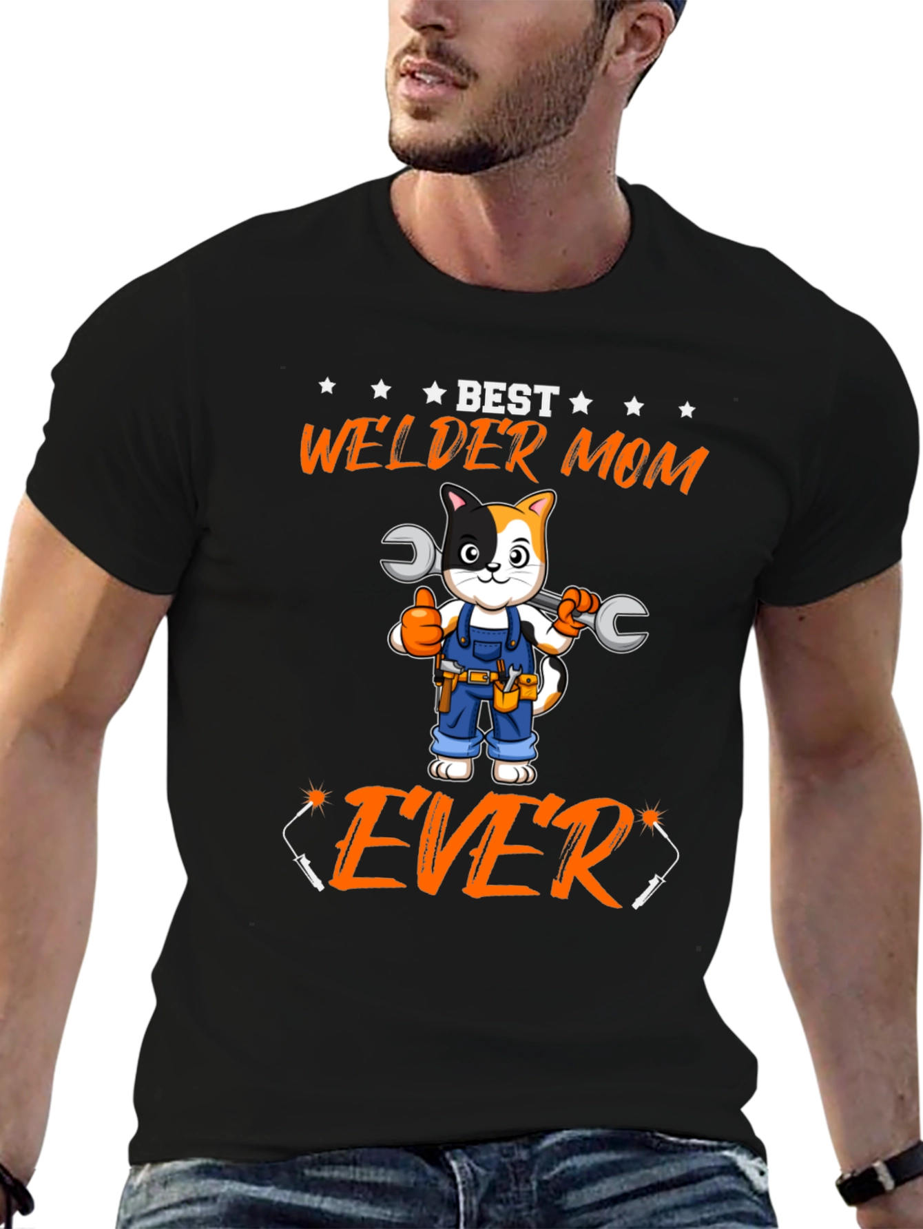 Best Welder Mom Ever T-Shirt - Cat with Wrenches
