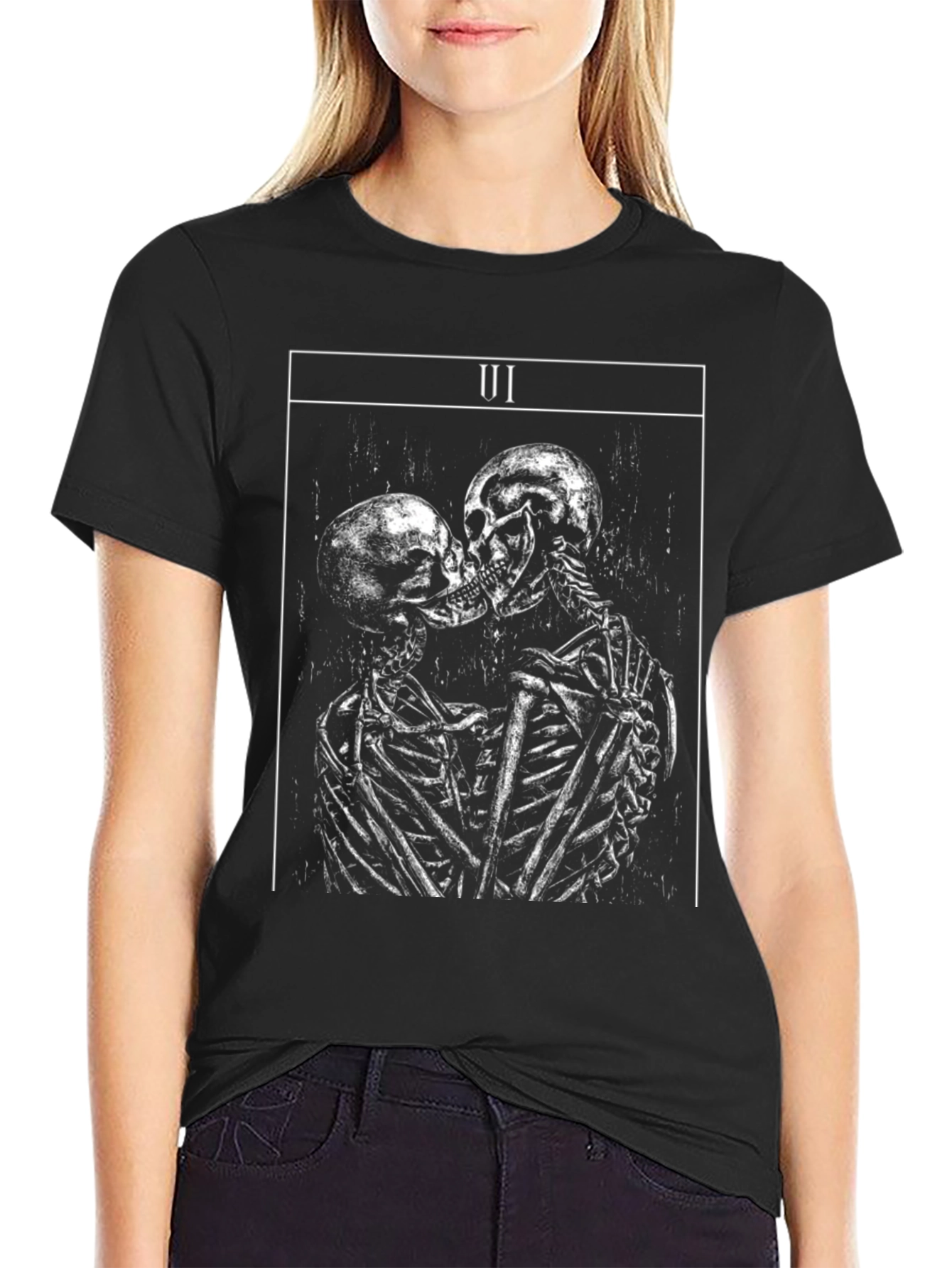 Skull Kiss Graphic Tee - Black