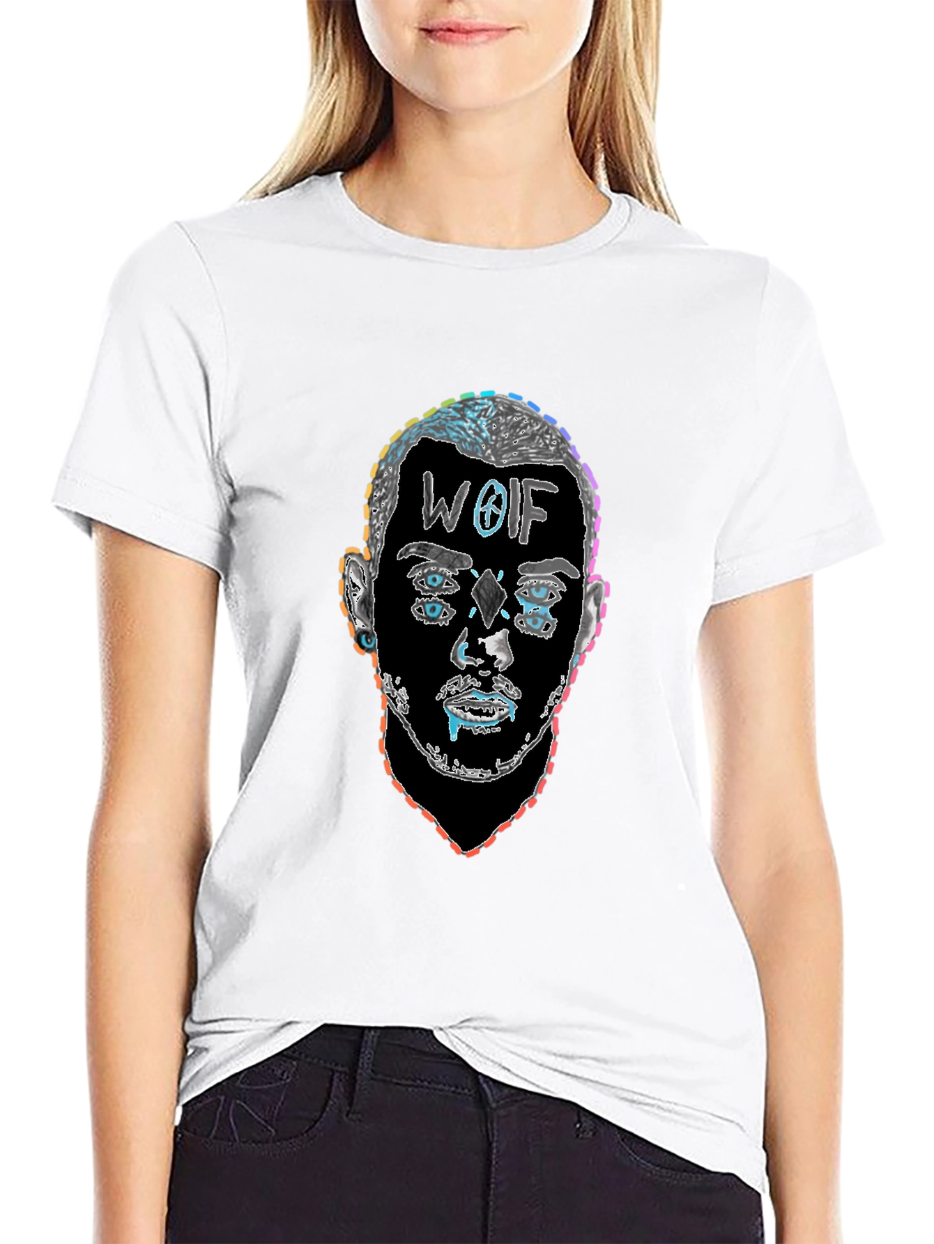 Abstract Face Graphic Tee - Mens Black T-Shirt