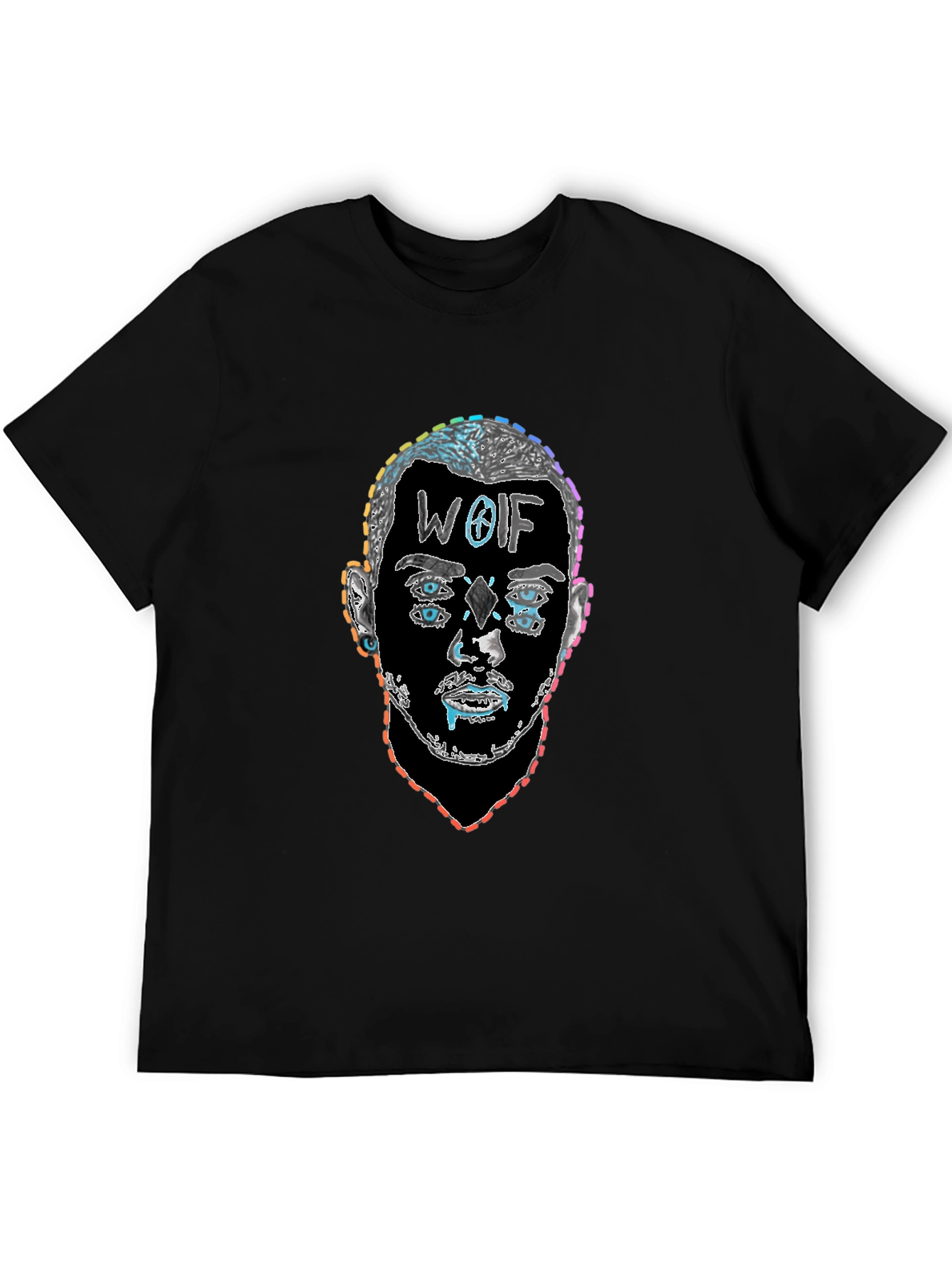 Abstract Face Graphic Tee - Mens Black T-Shirt