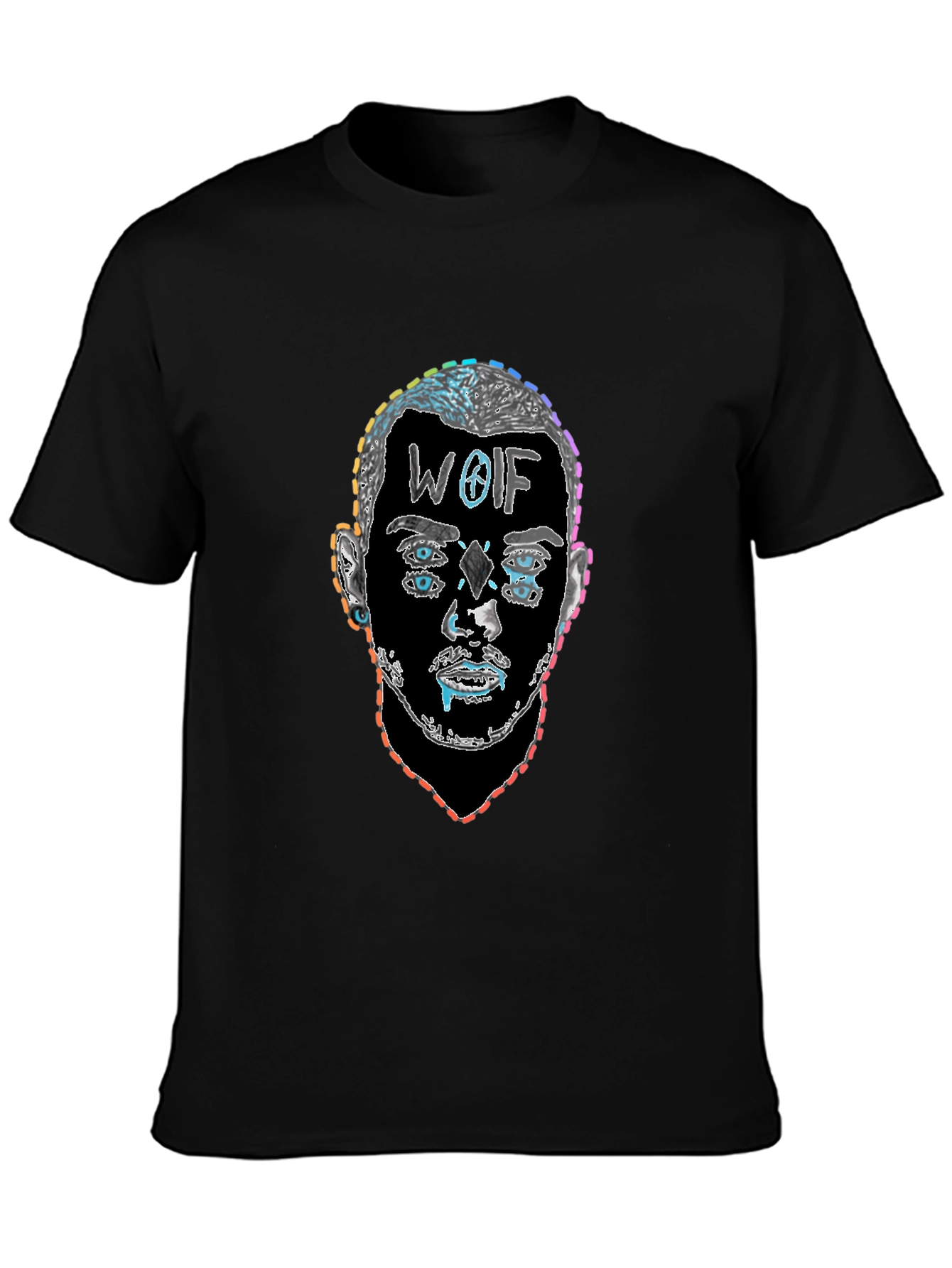 Abstract Face Graphic Tee - Mens Black T-Shirt