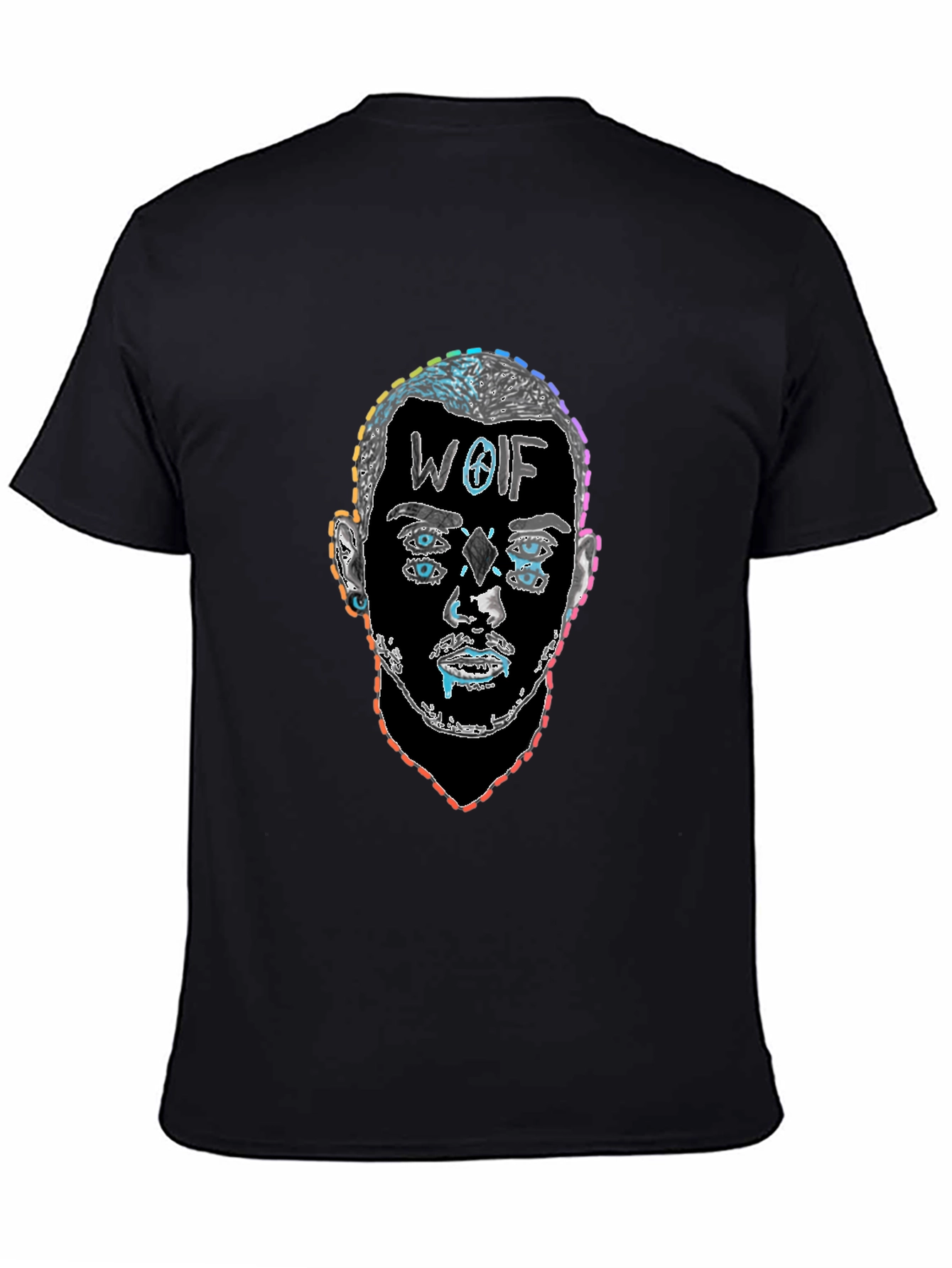 Abstract Face Graphic Tee - Mens Black T-Shirt