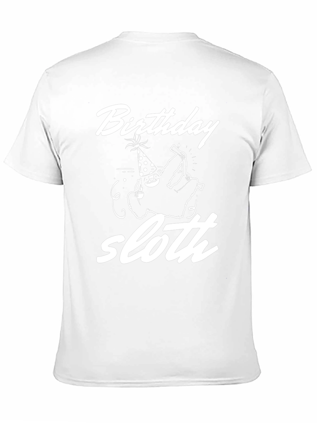 Birthday Sloth Graphic Tee - Black Cotton T-Shirt