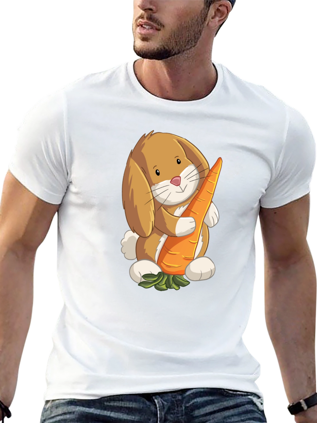 Cute Bunny Holding Carrot Graphic T-Shirt