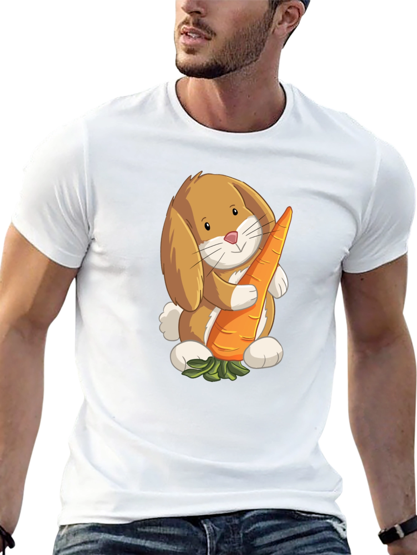 Cute Bunny Holding Carrot Graphic T-Shirt