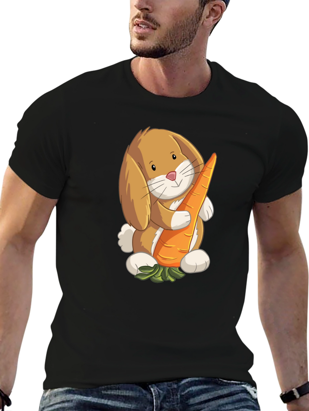 Cute Bunny Holding Carrot Graphic T-Shirt