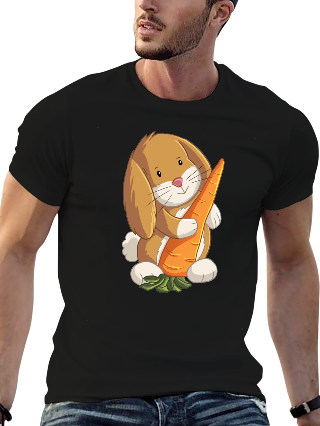 Cute Bunny Holding Carrot Graphic T-Shirt
