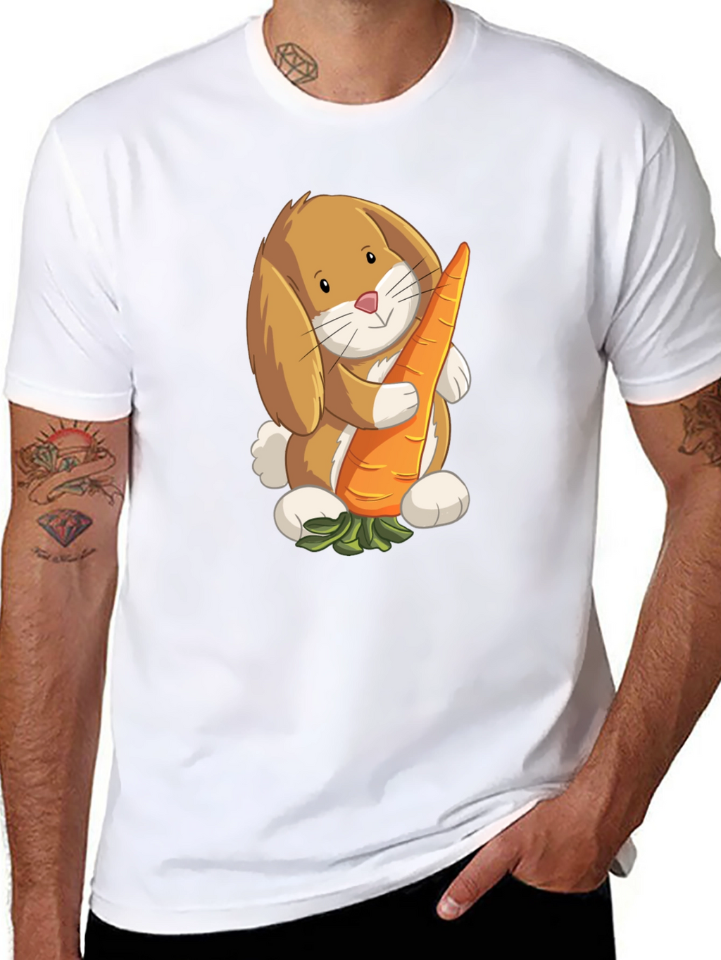 Cute Bunny Holding Carrot Graphic T-Shirt