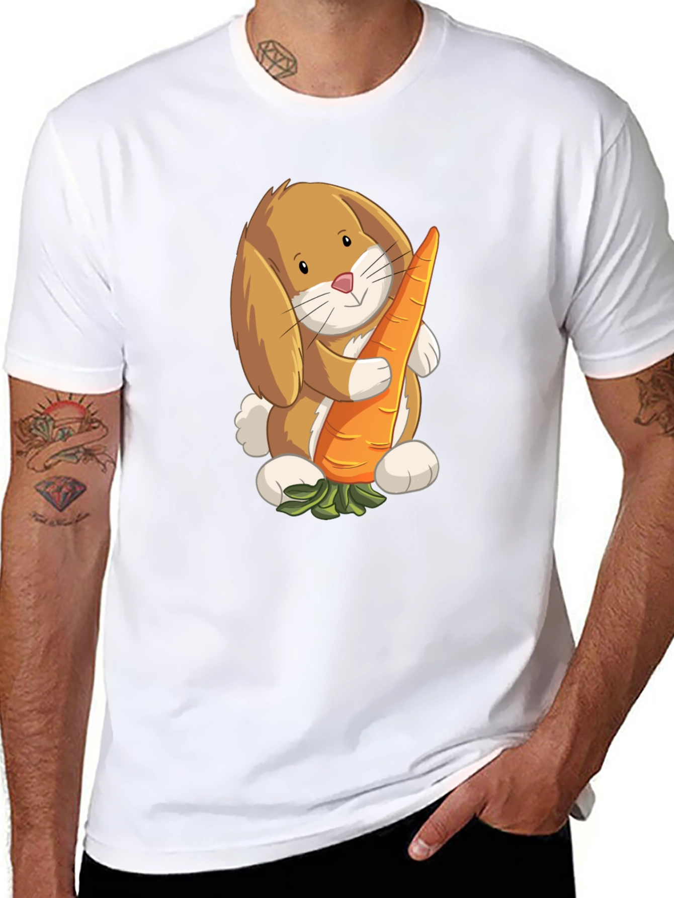 Cute Bunny Holding Carrot Graphic T-Shirt