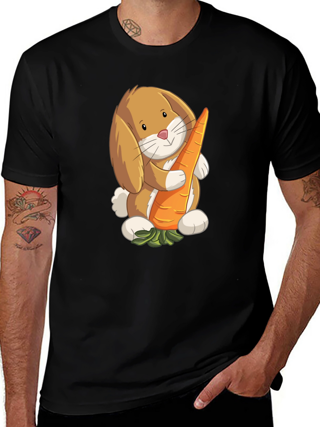 Cute Bunny Holding Carrot Graphic T-Shirt