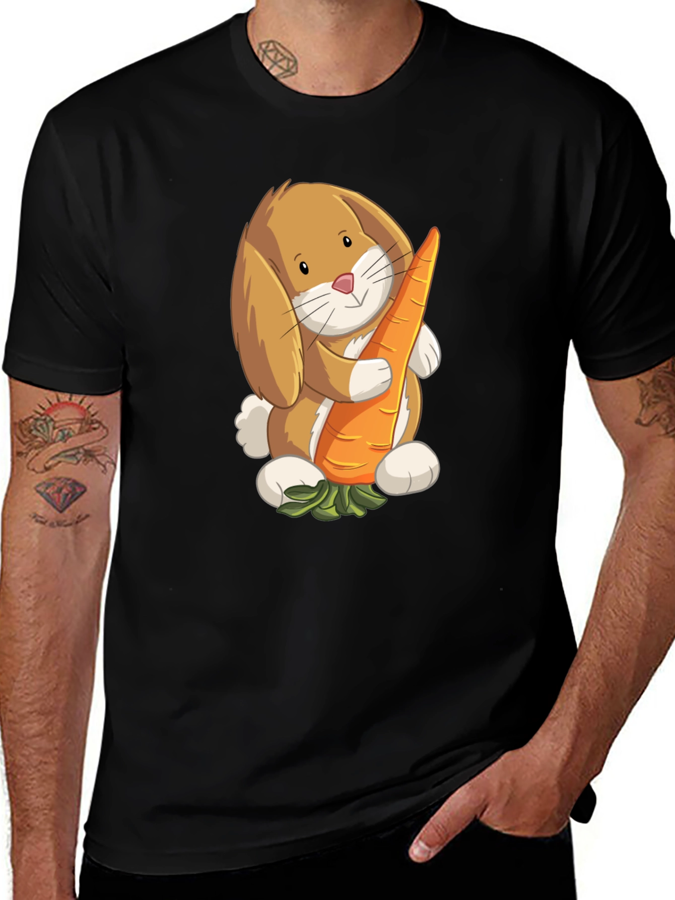 Cute Bunny Holding Carrot Graphic T-Shirt