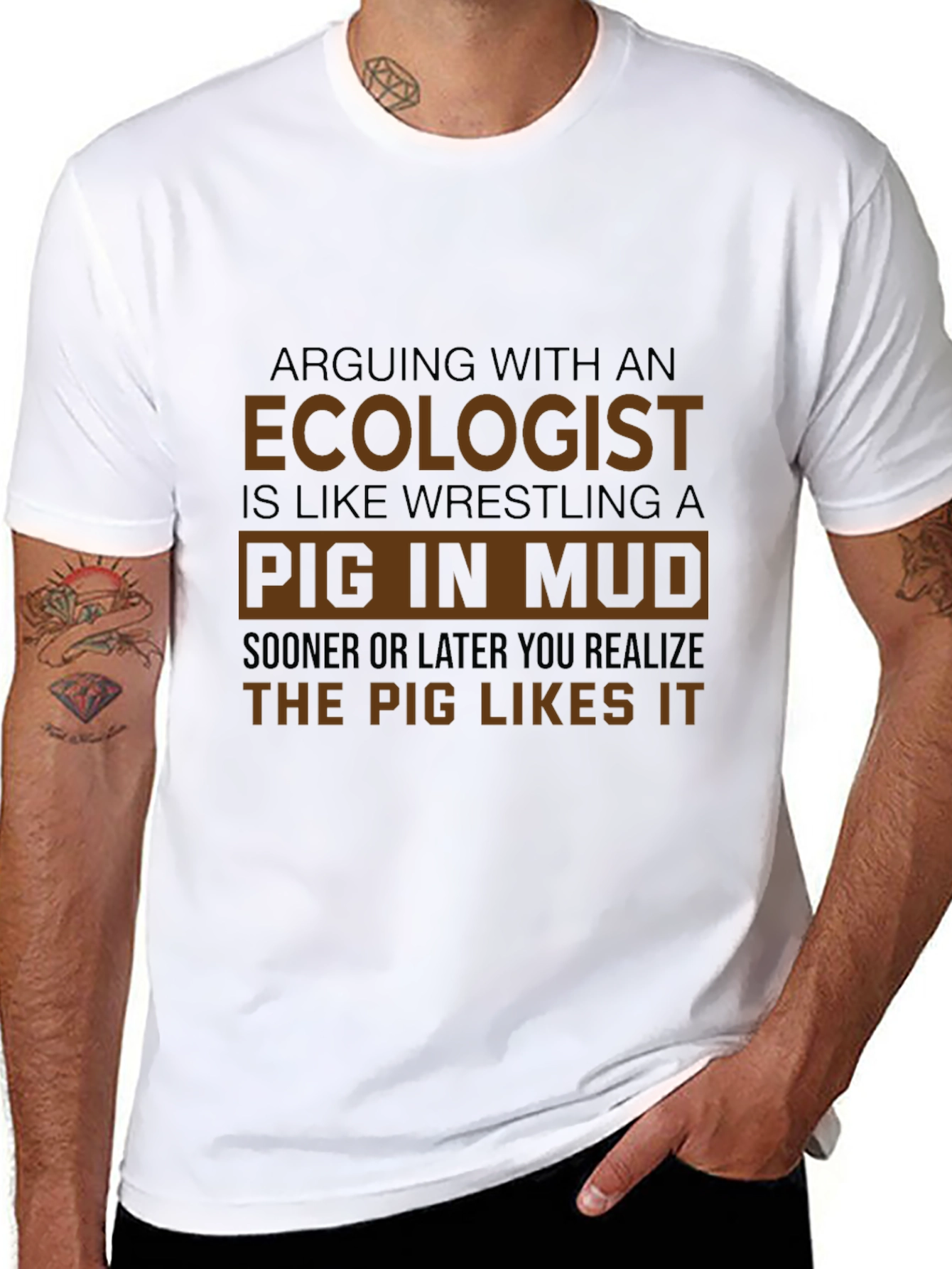 Ecologist Pig in Mud T-Shirt: Funny Nature Lover Tee