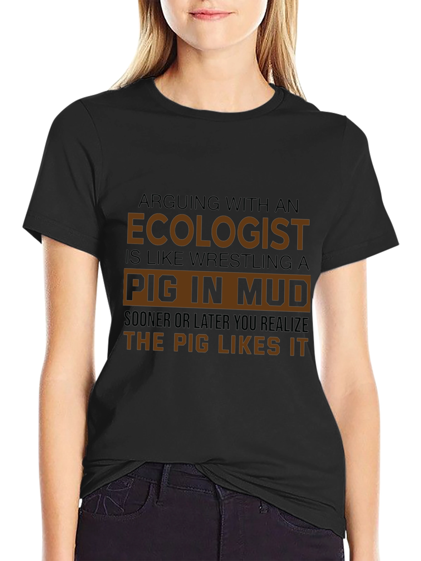 Ecologist Pig in Mud T-Shirt: Funny Nature Lover Tee