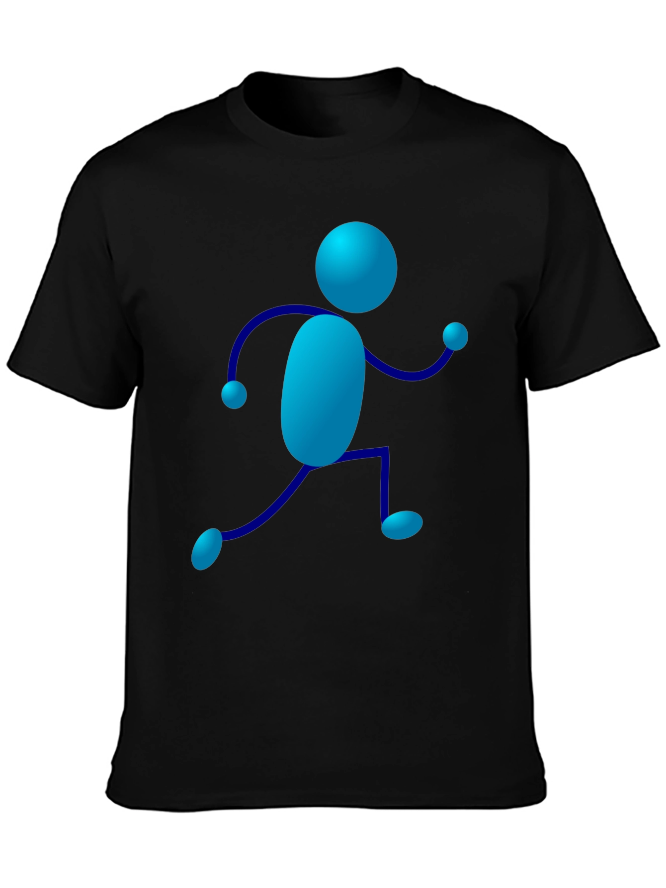 Blue Stick Figure Graphic Tee - Casual Wear