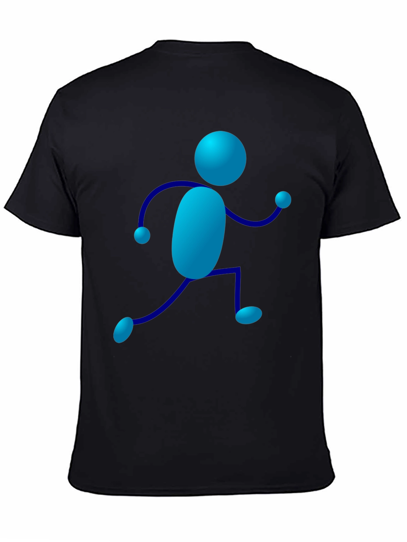 Blue Stick Figure Graphic Tee - Casual Wear
