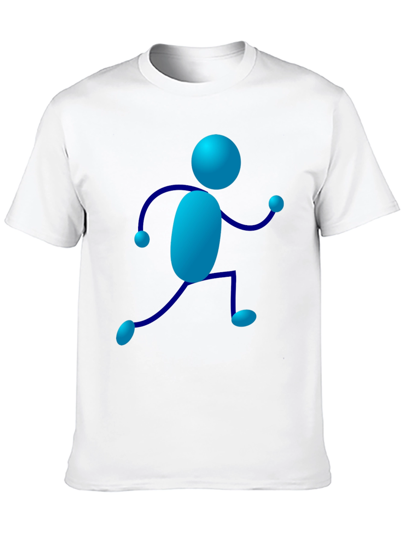 Blue Stick Figure Graphic Tee - Casual Wear