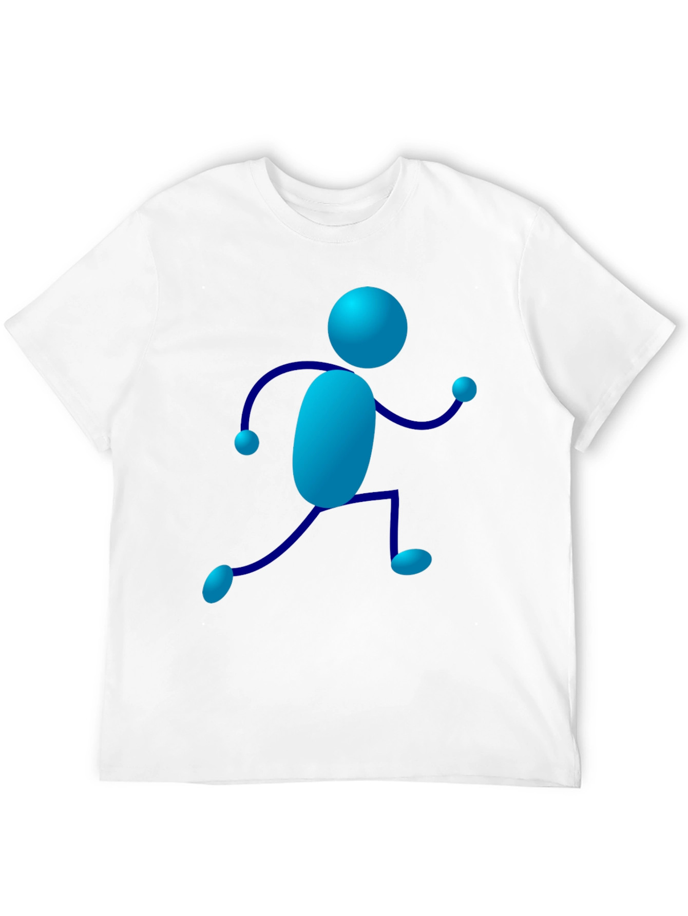 Blue Stick Figure Graphic Tee - Casual Wear