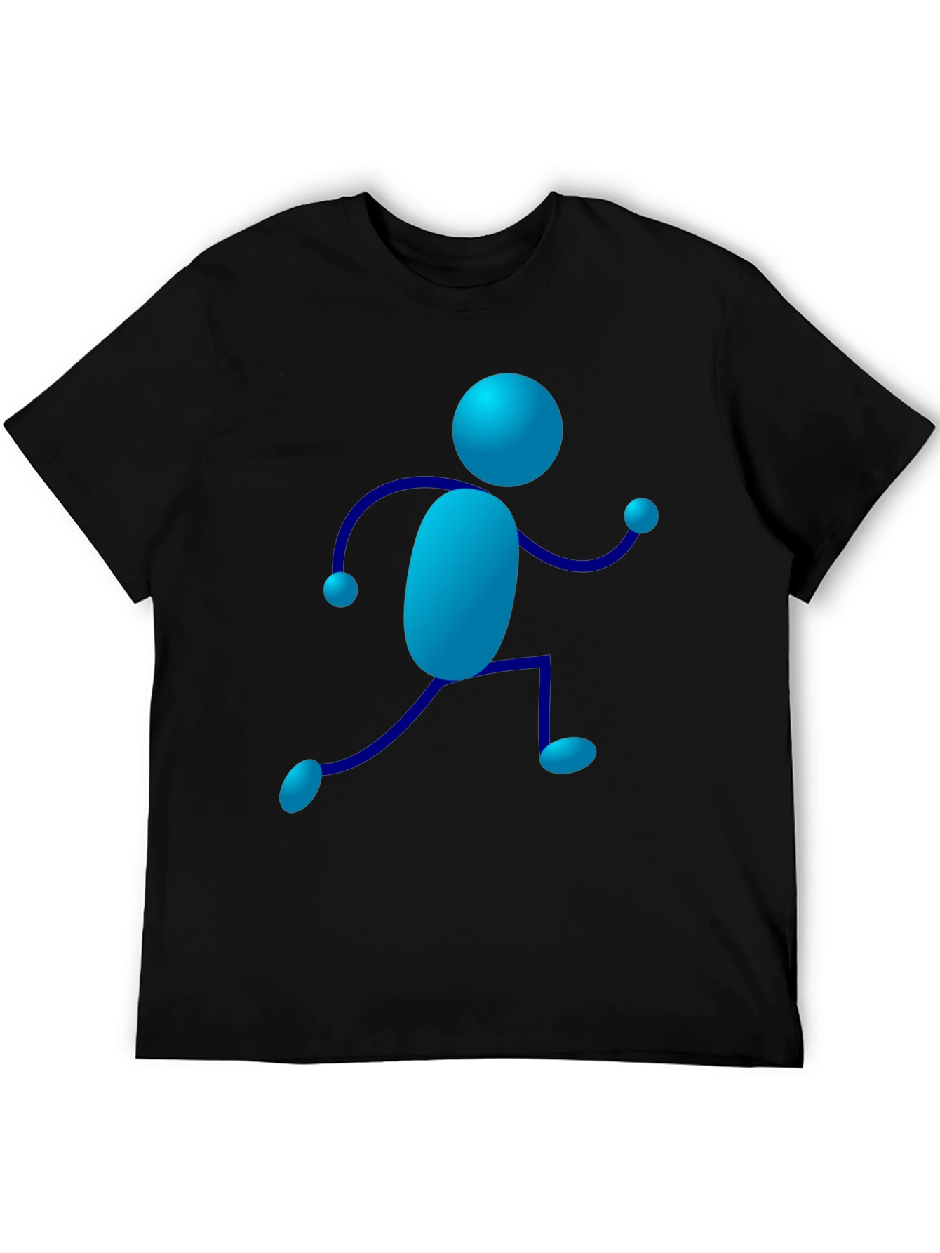 Blue Stick Figure Graphic Tee - Casual Wear