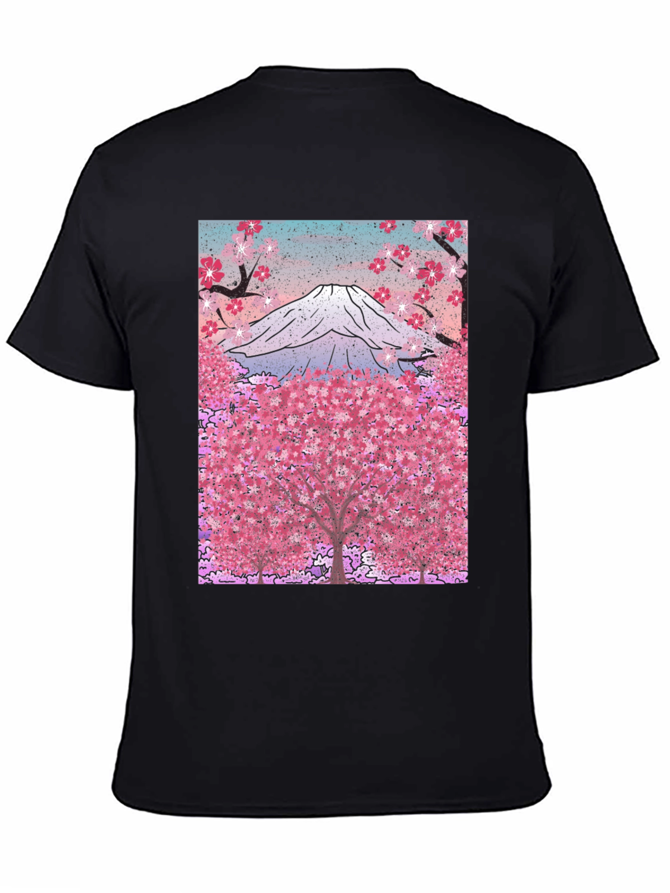Mount Fuji Cherry Blossom Graphic Tee - Black