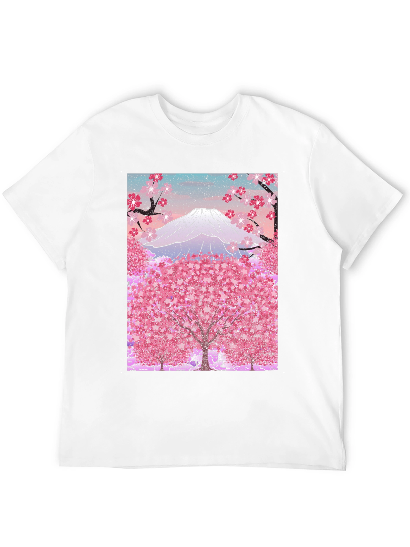 Mount Fuji Cherry Blossom Graphic Tee - Black