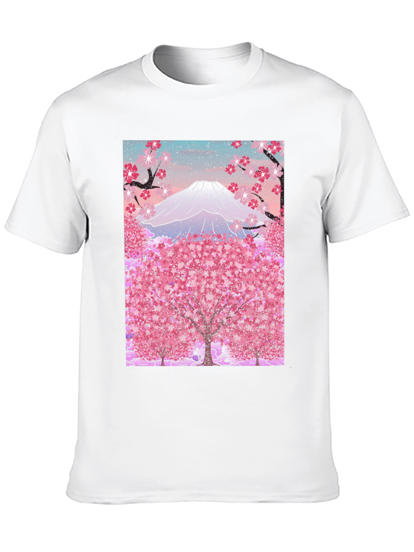 Mount Fuji Cherry Blossom Graphic Tee - Black