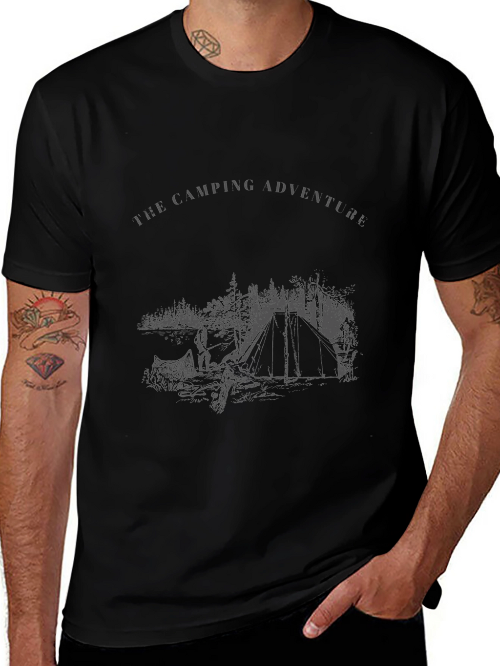 Camping Adventure Graphic Tee - Black