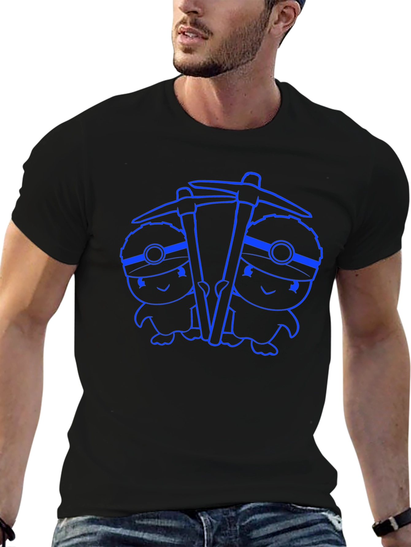 Miner Twins Graphic Tee - Black Cotton Comfort