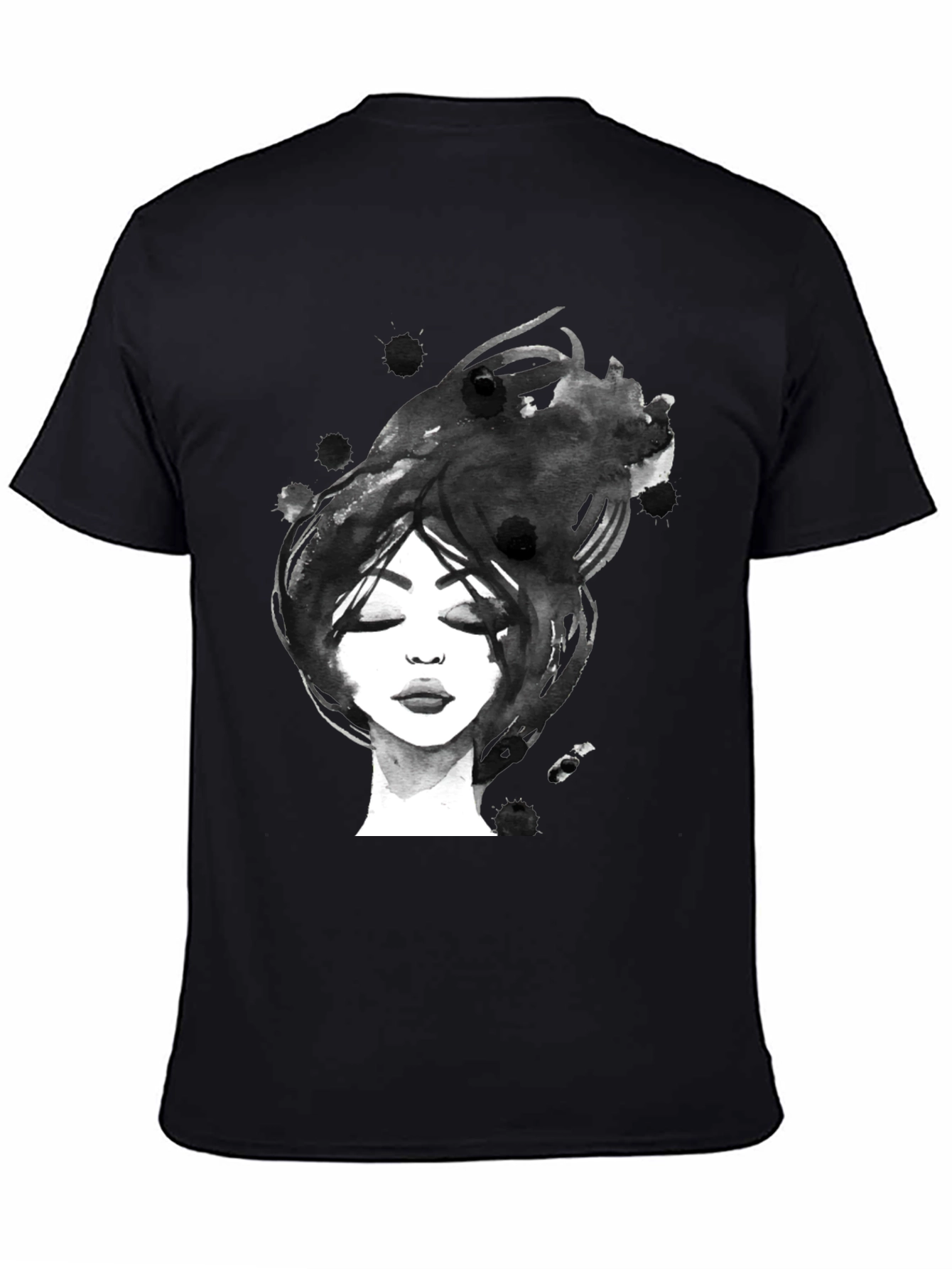 Abstract Woman Portrait Black Graphic Tee