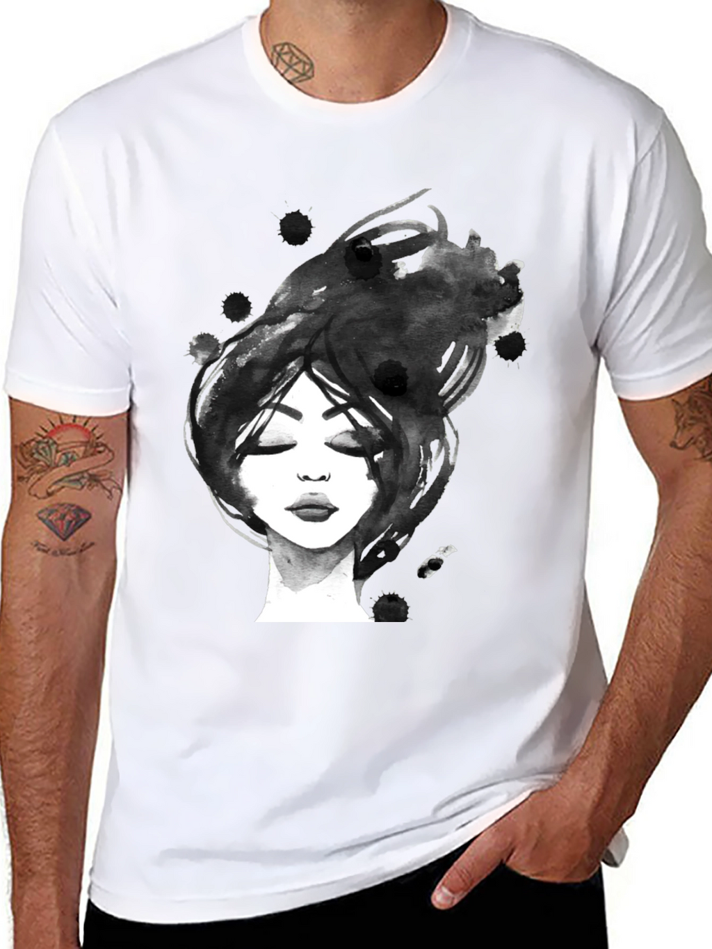 Abstract Woman Portrait Black Graphic Tee