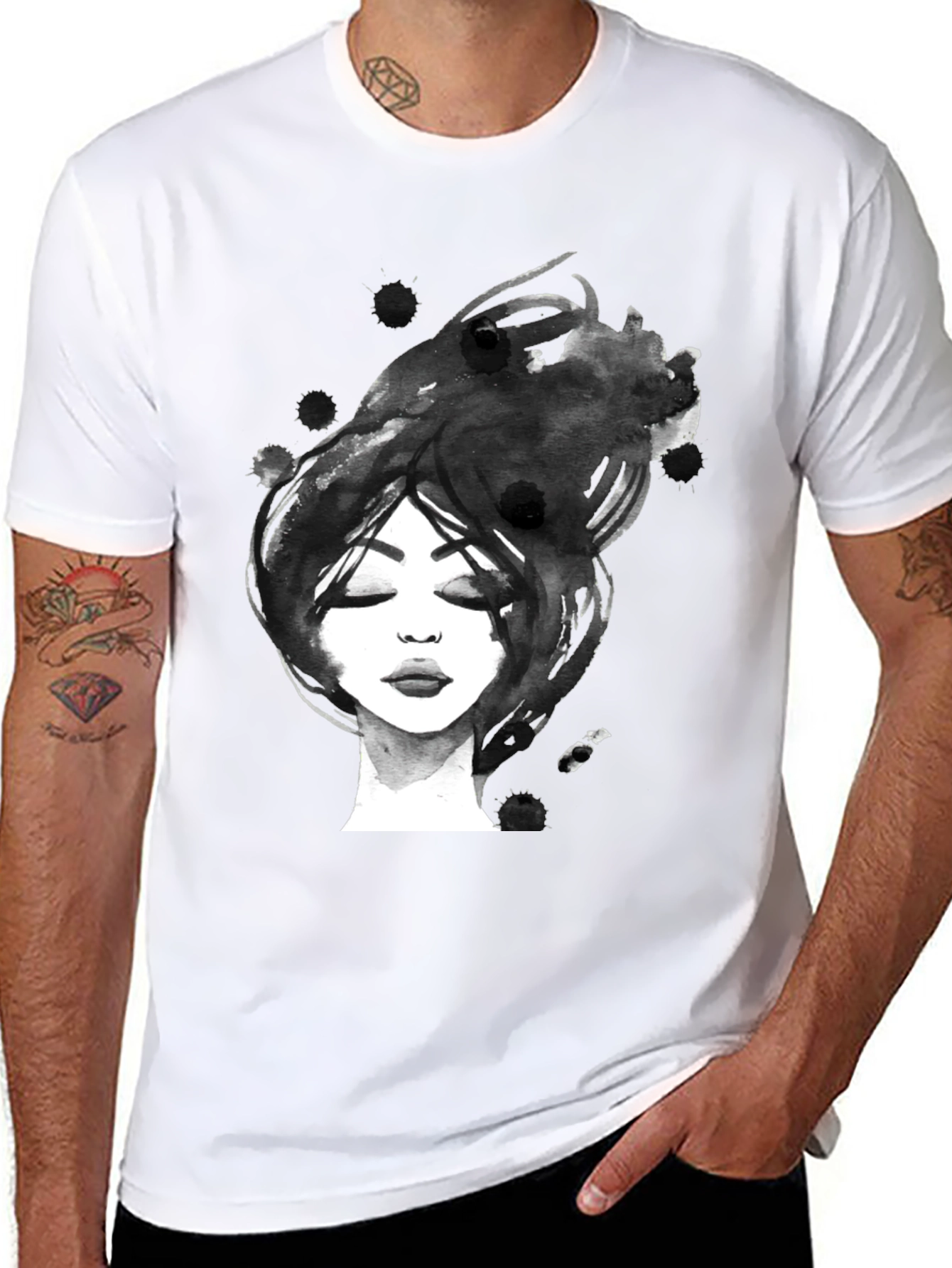 Abstract Woman Portrait Black Graphic Tee