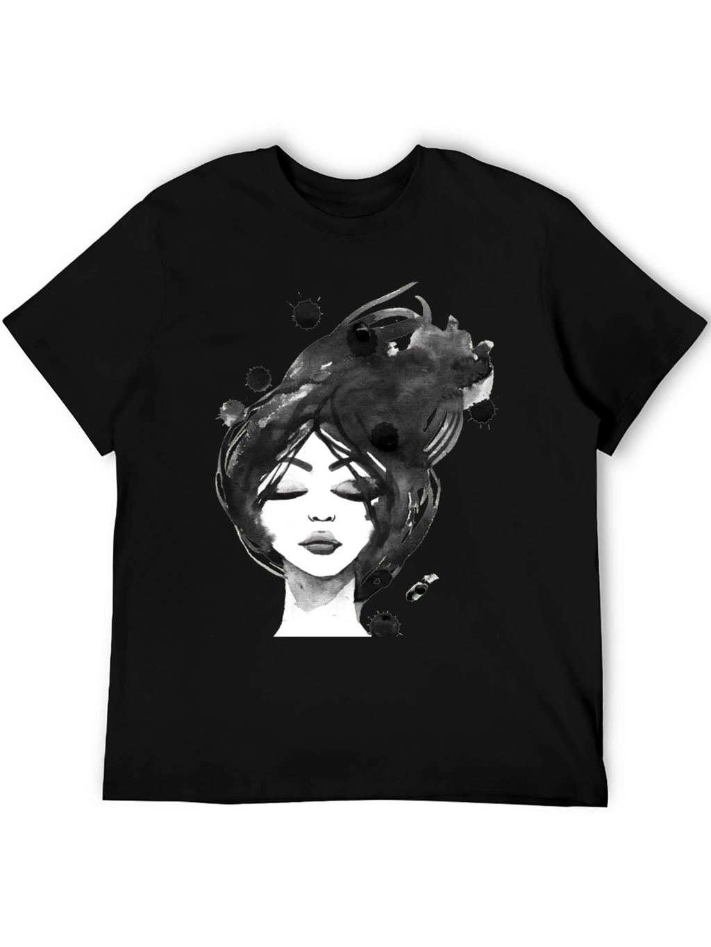 Abstract Woman Portrait Black Graphic Tee