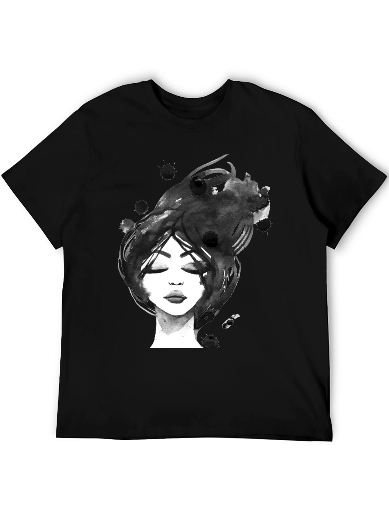 Abstract Woman Portrait Black Graphic Tee