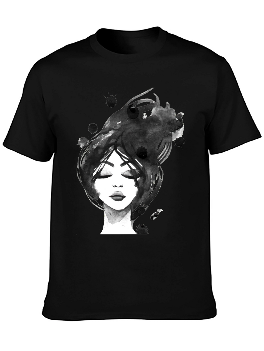 Abstract Woman Portrait Black Graphic Tee