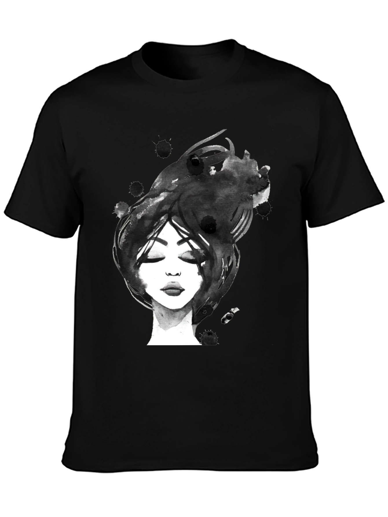 Abstract Woman Portrait Black Graphic Tee