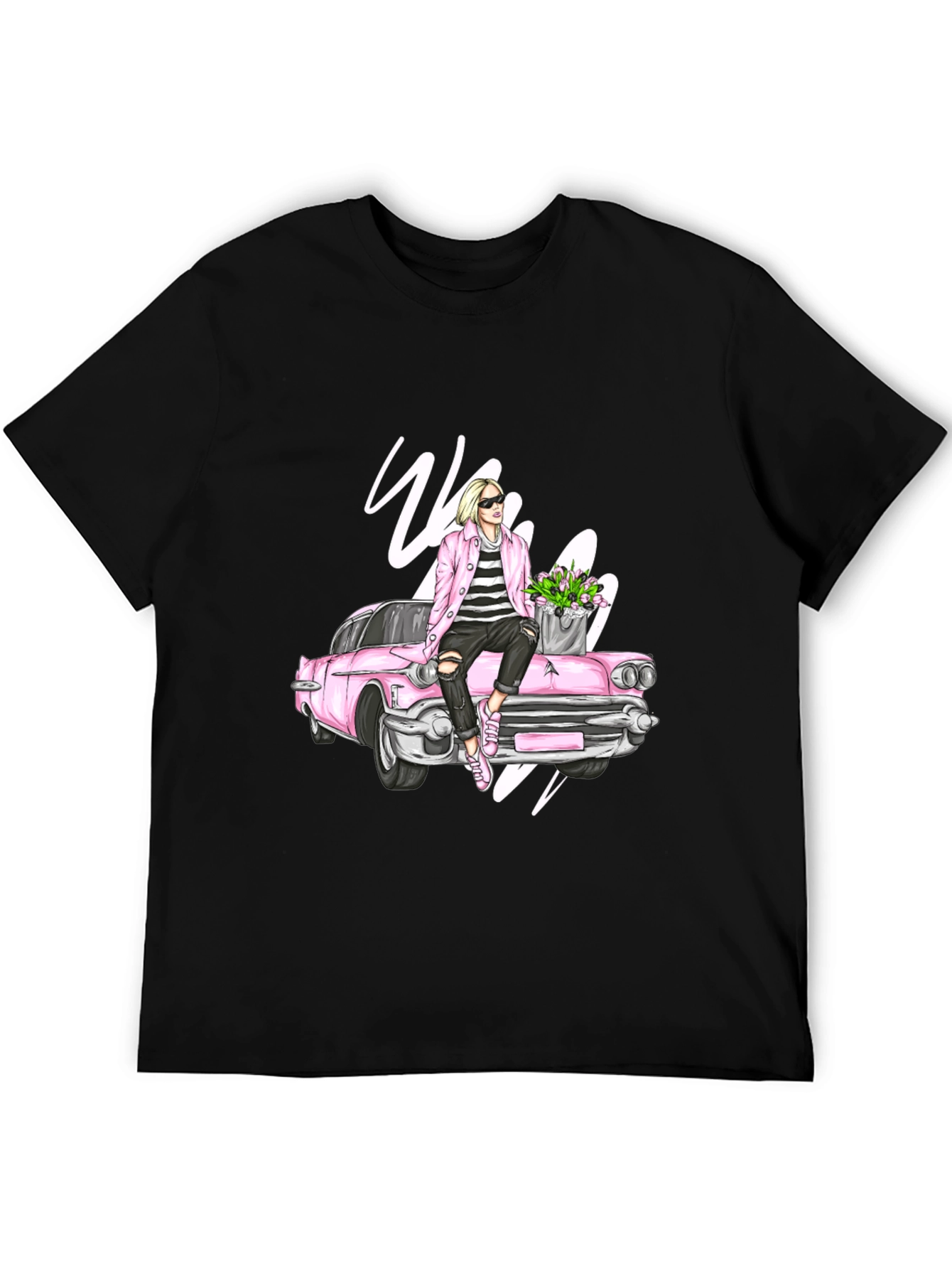 Retro Girl on Car Graphic Tee