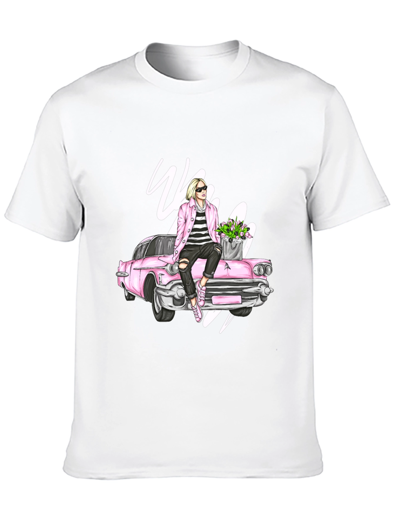 Retro Girl on Car Graphic Tee