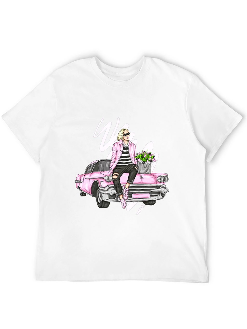 Retro Girl on Car Graphic Tee