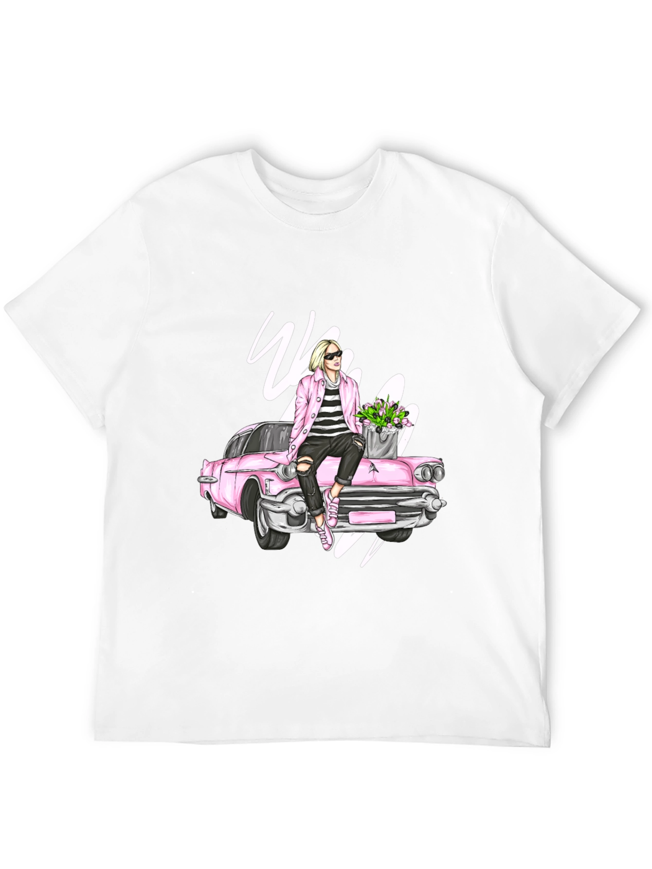 Retro Girl on Car Graphic Tee