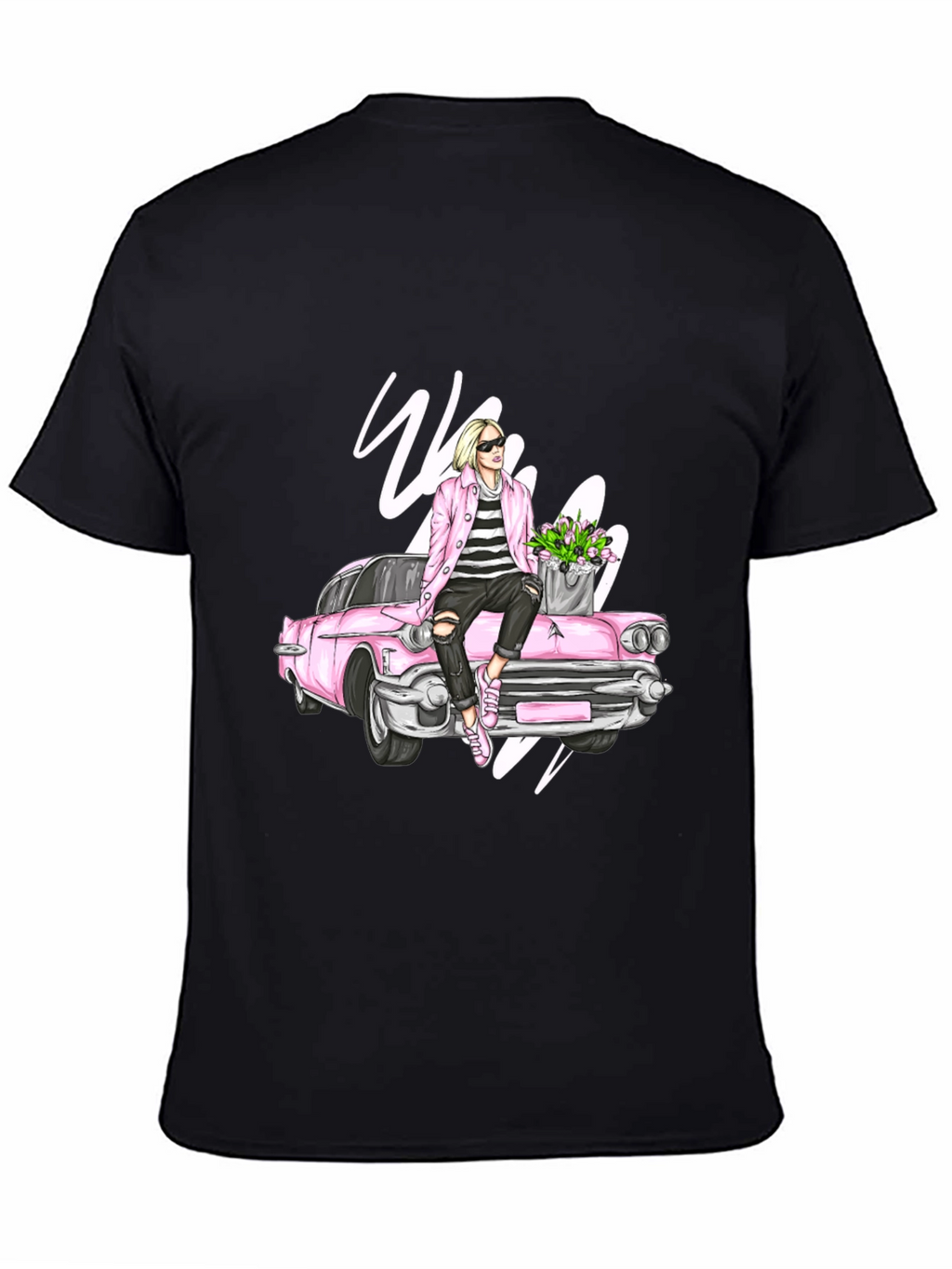 Retro Girl on Car Graphic Tee
