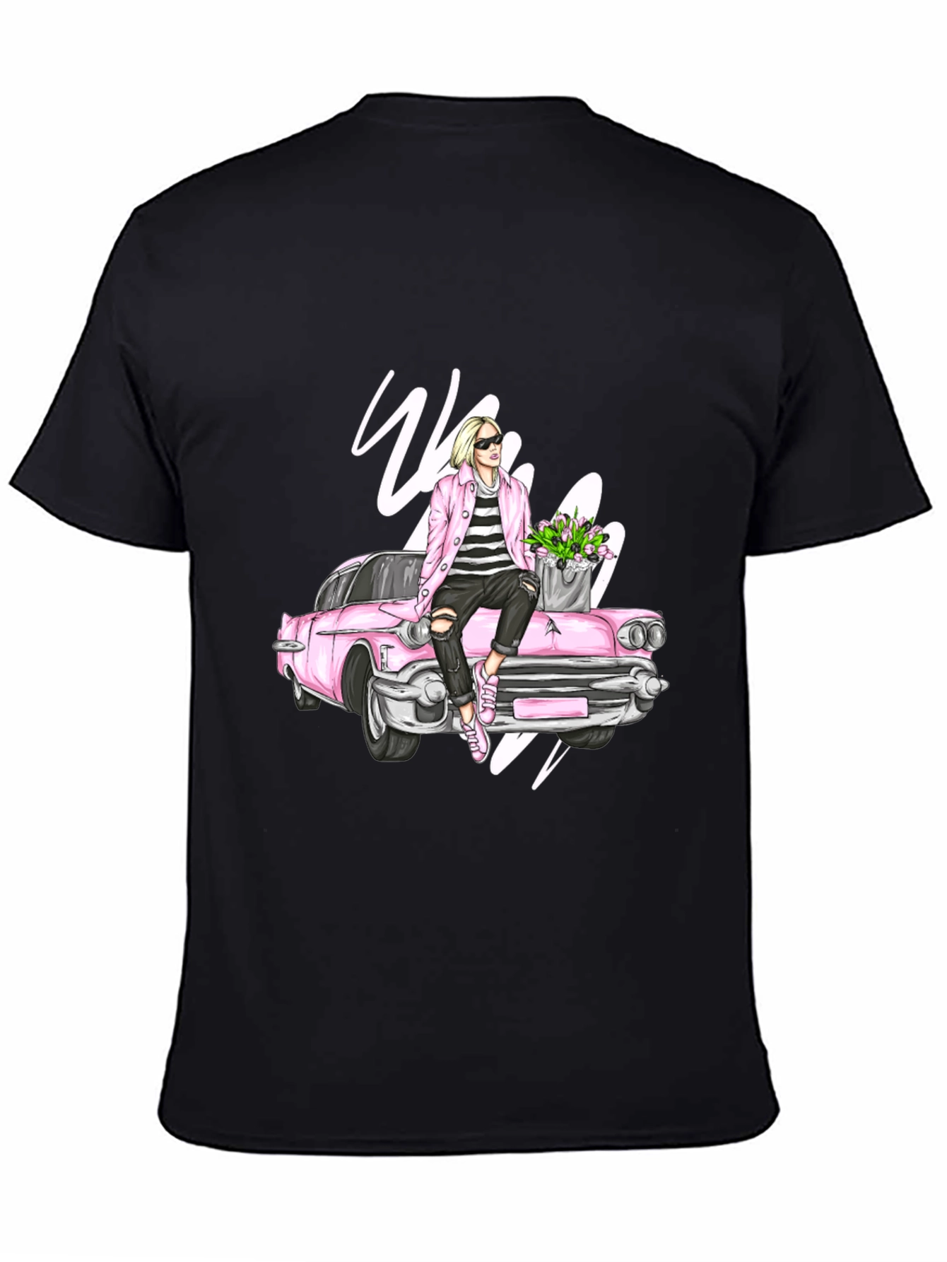 Retro Girl on Car Graphic Tee