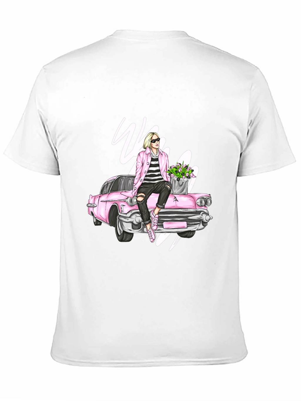 Retro Girl on Car Graphic Tee
