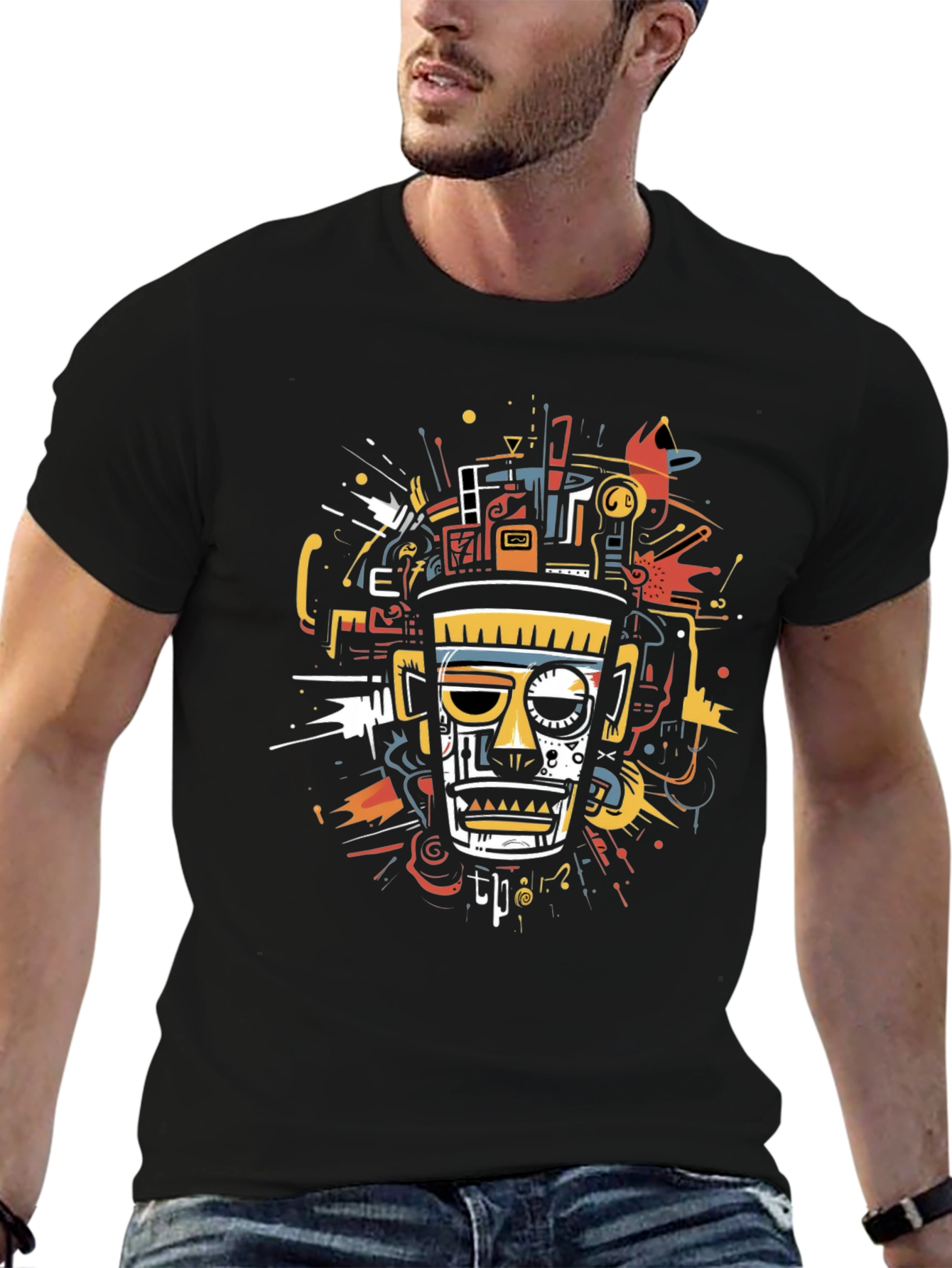 Abstract Aztec Warrior Graphic Tee