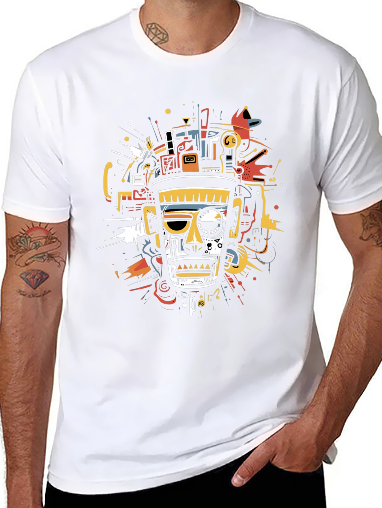 Abstract Aztec Warrior Graphic Tee