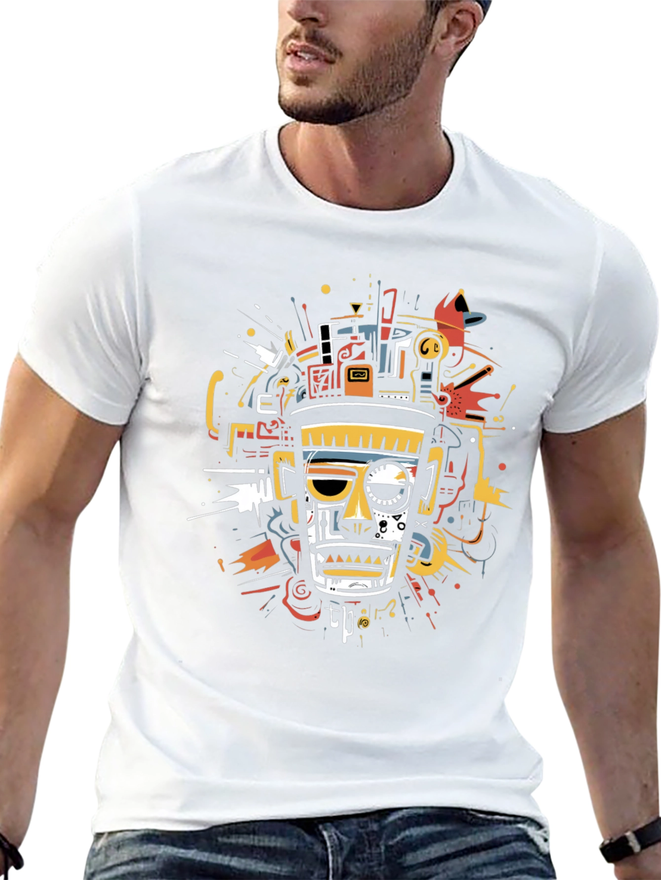 Abstract Aztec Warrior Graphic Tee